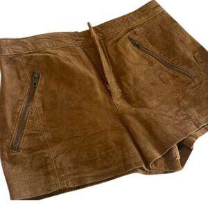 Cognac leather shorts